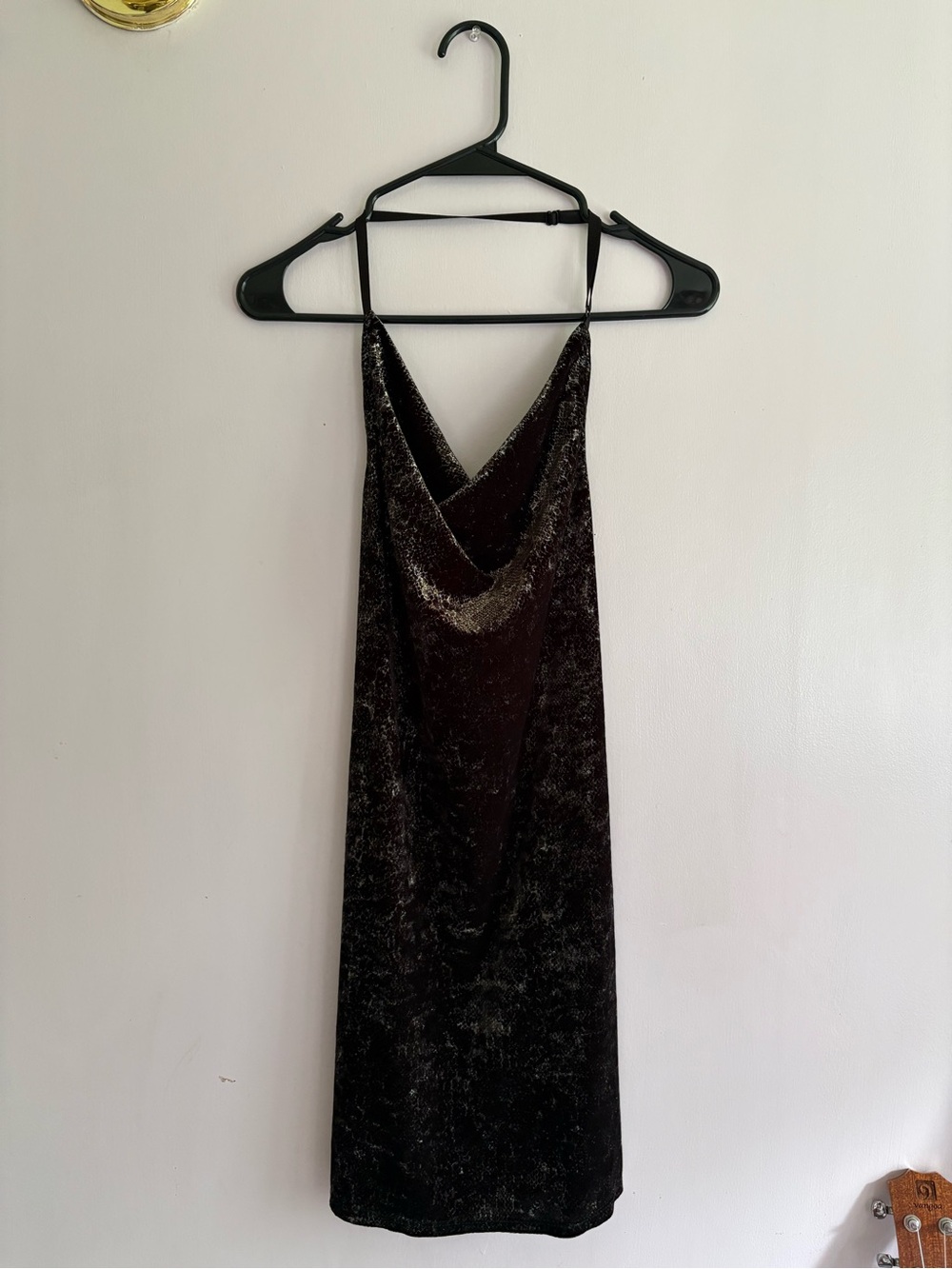 bebe Black Velvet Cowl Midi Slip Dress